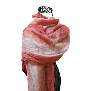 Garnet Hill Women's Lightweight Ombre Pink Scarf Wrap Made in Italy Modal Linen